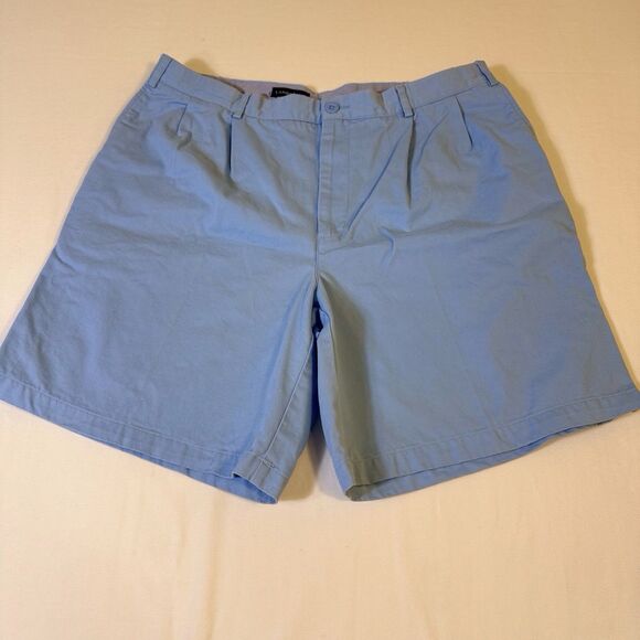 Men’s Lands End Sze 38 Light Blue Traditional Pleated Cotton Dress Shorts Preppy - Picture 2 of 7